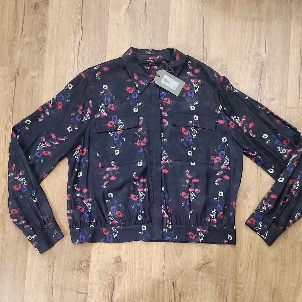 All Saints Adeiliza Floral Black Blouse/ Jacket